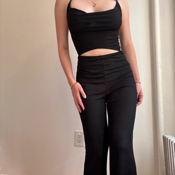 🚨Donating Soon🚨black cowl neck cutout jumpsuit - Picture 4 of 5